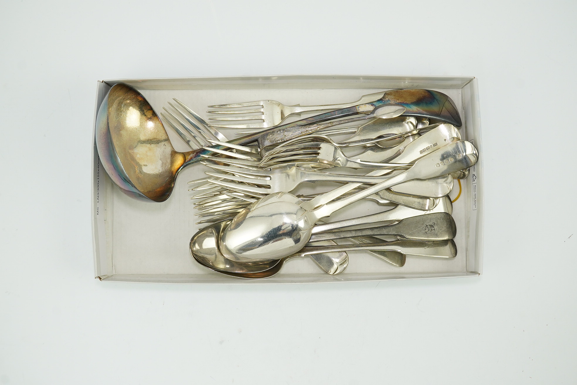 Eighteen items of assorted Victorian silver fiddle pattern flatware, various dates and makers